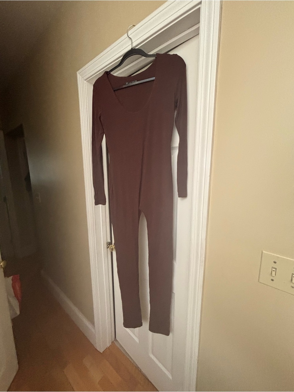 Matte Women's Long-Sleeve Brown Bodysuit.